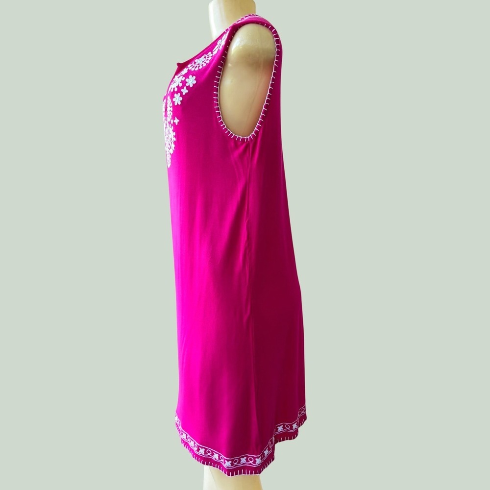Grace Elements Fuchsia‎ Pink Embroidered Shift Dress Medium Sleeveless Boho - Picture 2 of 6